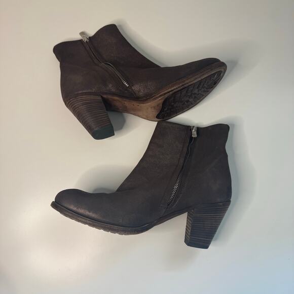 Officine Creative Brown Metallic Copper Leather Zip Ankle Bootie Size 40 Italy - Picture 2 of 9